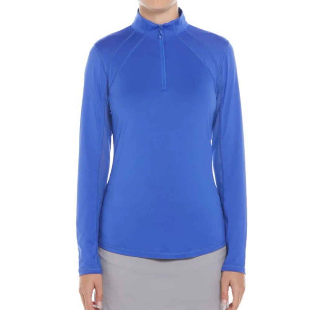 NWT PGA Tour Sun Protection Golf Shirt with Mesh Panels in Dazzling Blue, Size M